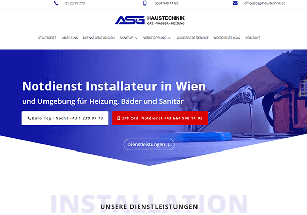 besplatna izrada web sajta lux website projekat A-S-G Haustechnik 0-24 e.U